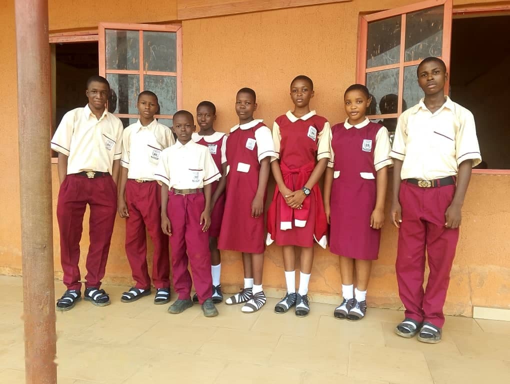 Children gathered outside a school